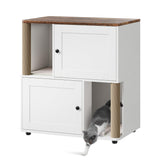Garvee Mueble Doble para Caja de Arena de Gatos 2 Pisos con Poste Rascador Madera MDF para Sala o Balcón 80 × 50 × 88 cm - Blanco