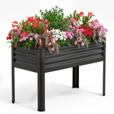 Garvee Cama de Jardín Elevada Grande 122×61×81 cm con Patas Acero Galvanizado para Patio y Balcón Color Gris