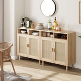 Garvee Aparador de Ratán con 2 Puertas y Estante para Cocina y Comedor, 114 cm, Boho Chic Natural - 