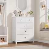 Garvee Cómoda Blanca de 5 Cajones para Dormitorio, Cajones Profundos, Tiradores Metálicos, Madera Natural, Diseño Moderno, Estable, 40×74×94 cm