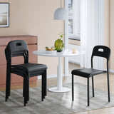 Garvee Juego De 4 Sillas De Comedor Modernas Apilables Plástico Resistente Patas Metálicas Negro Interior Exterior