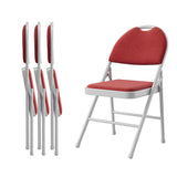 Garvee Sillas Plegables 4 Pack con Cojín de Tela y Estructura Metálica para Interior y Exterior, Camping y Oficina, Resistente, Apilable, Diseño Ergonómico, Negro - Rojo oscuro