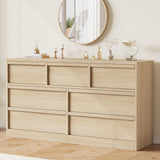 Garvee Cómoda de 7 Cajones en Roble Natural, Amplio Almacenaje para Dormitorio y Sala, 137×40×78 cm, Diseño Moderno - Color Madera