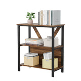 Garvee Estantería de 3 Niveles con Iluminación LED Inteligente, Librería Pequeña Abierta de Madera y Acero con Respaldo en V para Hogar y Oficina Color Vintage - Vintage