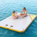Garvee Plataforma Flotante Inflable para Agua con Superficie Antideslizante, Escalera Suave y Anclaje Seguro, PVC Resistente, Ideal para Piscina y Playa, 244x183 cm, Amarillo - Amarillo