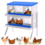 Garvee Caja de Nido para Pollos 6 Compartimentos, Resistente al xido, Acero Galvanizado, Fcil de Limpiar, para Gallineros - Azul
