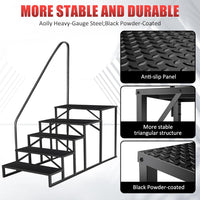 Garvee Escalera Portátil de 5 Peldaños para Autocaravanas y Spas con Pasamanos de Seguridad, Carga 300 kg, Acero Antideslizante
