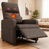 Garvee Sillón Reclinable Eléctrico Con Masaje y Calefacción, Reposapiés, Tela Gruesa, Para Dormitorio y Sala De Estar, Color Gris - Marrón