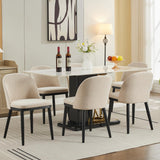 Garvee Juego de 6 Sillas de Comedor Tapizadas en Tela de Lino Transpirable con Respaldo Curvo y Patas de Madera Maciza Beige - Beige