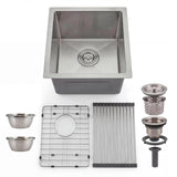 Garvee Fregadero Silencioso de Acero Inoxidable para Preparación de Alimentos en Cocinas Pequeñas 38x43x25cm Plata - Níquel cepillado