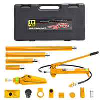 Garvee Kit hidráulico Porta Power para chasis automotriz - 10 toneladas de capacidad - Ram de alta resistencia - Herramienta profesional de elevación - Incluye maletín plástico - Ideal para taller, camiones y agricultura - Color: amarillo (RAL1023). Nota: