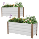 Garvee Jardinera Grande de Aluminio Blanca 99x41x46cm, Ligera, Resistente a la Oxidación, Profunda con Drenaje para Patio y Balcón - Blanco