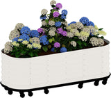 Garvee Hochbeet Metall con Ruedas y Autorriego para Jardín y Balcón, 195x60x50CM, Resistente con Frenos, Movilidad Fácil, Verde - Beige