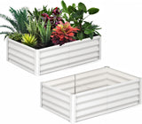 Garvee Pack de 2 Camas de Cultivo con Drenaje Optimizado para Patio Urbano 180x90x30cm Blanco Crema - Blanco Hueso