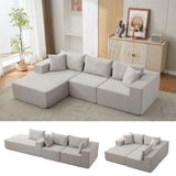 Garvee Sofá Modular 274 cm Cloud Couch L-Shaped con Chaise, Diseño Boneless, Tela Polimérica, Beige para Sala - Beige