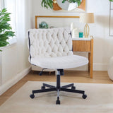 Garvee Silla de Escritorio Ancha con Ruedas y Respaldo Ergonómico de 65 cm con Altura Ajustable y Capacidad de 136 kg para Oficina, Beige - Beige