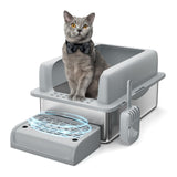 Garvee Caja de Arena para Gatos Acero Inoxidable Profunda 15 cm con Tapa y Escalón, Alta Contención, Antiódor, para Gatos Grandes y Múltiples, 60×41 cm, Plata - Gris Oscuro