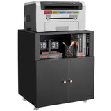 Garvee Gabinete Metálico para Impresora con Ruedas y Puertas, Soporte Resistente para Impresora 3D, Acero Duradero, Oficina y Hogar, Multifuncional, Negro - Negro