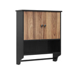 Garvee Armario de Bao para Colgar con 2 Puertas, Estantes Ajustables y Toallero, MDF Resistente a la Humedad, Blanco o Negro, Moderno para Bao y Cocina - Negro