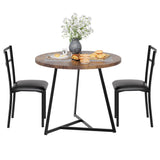 Garvee Conjunto de mesa de comedor redonda Garvee con 2 sillas acolchadas para espacios pequeños, apartamento, estudio, diámetro de 80 cm, vintage - Vintage