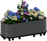 Garvee Cama de Jardín Elevada Metálica con Ruedas, con Autorriego y Frenos, para Jardín y Terraza 195x60x50cm, Gris - Gris