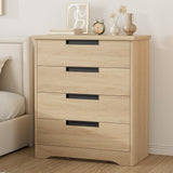 Garvee Cómoda De 4 Cajones Con Tiradores Empotrados Para Dormitorio Sala Y Habitación Infantil, Madera Robusta, Diseño Moderno, Versátil, Color Natural - Natural
