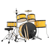 Garvee Batería Infantil Amarilla de 5 Piezas, Set Musical Completo para Niños y Principiantes con Taburete y Baquetas, Ideal para Regalo y Aprendizaje Temprano - Amarillo
