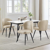 Garvee Sillas de Comedor Set de 4, Soporte Lumbar, Cuero Sintético Beige, Patas de Acero, Cocina - Beige 4 Piezas