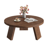 Garvee Mesa De Café Redonda De Madera Con 3 Patas Resistentes Para Salón, 33.5'' X 15.7'', Estilo Vintage - Nogal