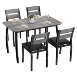 Garvee Juego De Comedor Para 4, Mesa Y Sillas Metálicas, Diseño Esquinado, Ahorro De Espacio, Madera Y Metal, Apartamentos, Negro - Gris & Negro