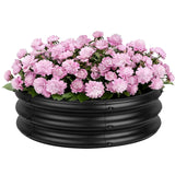 Garvee Cama de jardín elevada de 107x28cm de metal galvanizado antioxidante, sin fondo, para plantas y vegetales al aire libre - Negro-Mediano
