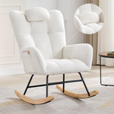 Garvee Silla Mecedora de Guardería Teddy Glider Acolchado Confort Ergonómico con Bolsillo Lateral para Sala y Dormitorio Beige - Beige