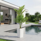 Garvee Palmera Artificial Tropical Planta Decorativa de 18 Hojas PEVA Realistas con Maceta Alta Texturizada 137 cm Verde y Blanco - Mini palmera