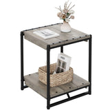Garvee Mesa Auxiliar de Granja 51 cm con 2 Estantes, Estilo Industrial Vintage, Metal y Madera, Resistente Gris
