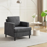 Garvee Silla Garvee para sala de estar moderna con tela de lino transpirable, asiento acolchado suave, estilo de mediados de siglo para dormitorio, sala de lectura, oficina, gris oscuro - Gris Oscuro