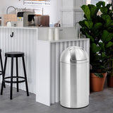 Garvee Basurero comercial redondo 49.21L acero inoxidable con cubeta interior extraíble y tapa push para interior y exterior, color negro, durable y resistente a huellas - 