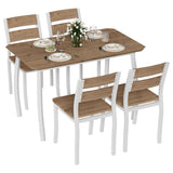 Garvee Juego De Comedor Para 4 Con Mesa Esquinera Y Sillas Ergonómicas, Marco Metálico Y Madera, Ahorra Espacio, Ideal Para Apartamentos, Color Natural - Natural & Blanco
