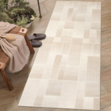 Garvee Alfombra Lavable Garvee pelo corto 80x150cm beige antideslizante salon dormitorio cocina pasillo moderna 1200gsm 100% poliéster 350g felpa perla base lavable plegable - Beige