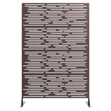 Garvee Valla de Privacidad de Acero Galvanizado de 117x180 cm para Separación de Jardín Marrón - Marrón （Rayas Horizontales y Verticales）