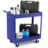 Garvee Carro de Herramientas Rodante 2 Niveles, 150 kg Capacidad, Estructura de Acero, Ruedas Giratorias con Freno, Taller y Garaje, 74 × 39 × 82 cm, Negro - Azul