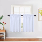 Garvee Cortinas Modernas Impermeables Semi-Café Juego de 2 para Cocina, Patrón de Gofre, Ventana Pequeña, 2 x 76 x 61 cm, Blanco - Blanco
