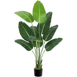 Garvee Árbol Artificial Ave del Paraíso con 8 Troncos, Planta Falsa de Banano, Maceta Resistente, Decoración Interior y Exterior, 137 cm Verde