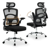 Garvee Silla de Oficina Ergonómica con Respaldo Alto y Reposacabezas Ajustable Silla de Escritorio de Malla Transpirable Capacidad 150 kg Negro - Negro