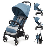 Garvee Cochecito Bebé D639 Hasta 22kg Plegable 1 Mano Respaldo Ajustable Ruedas EVA Capota Sol Verde EU - Azul