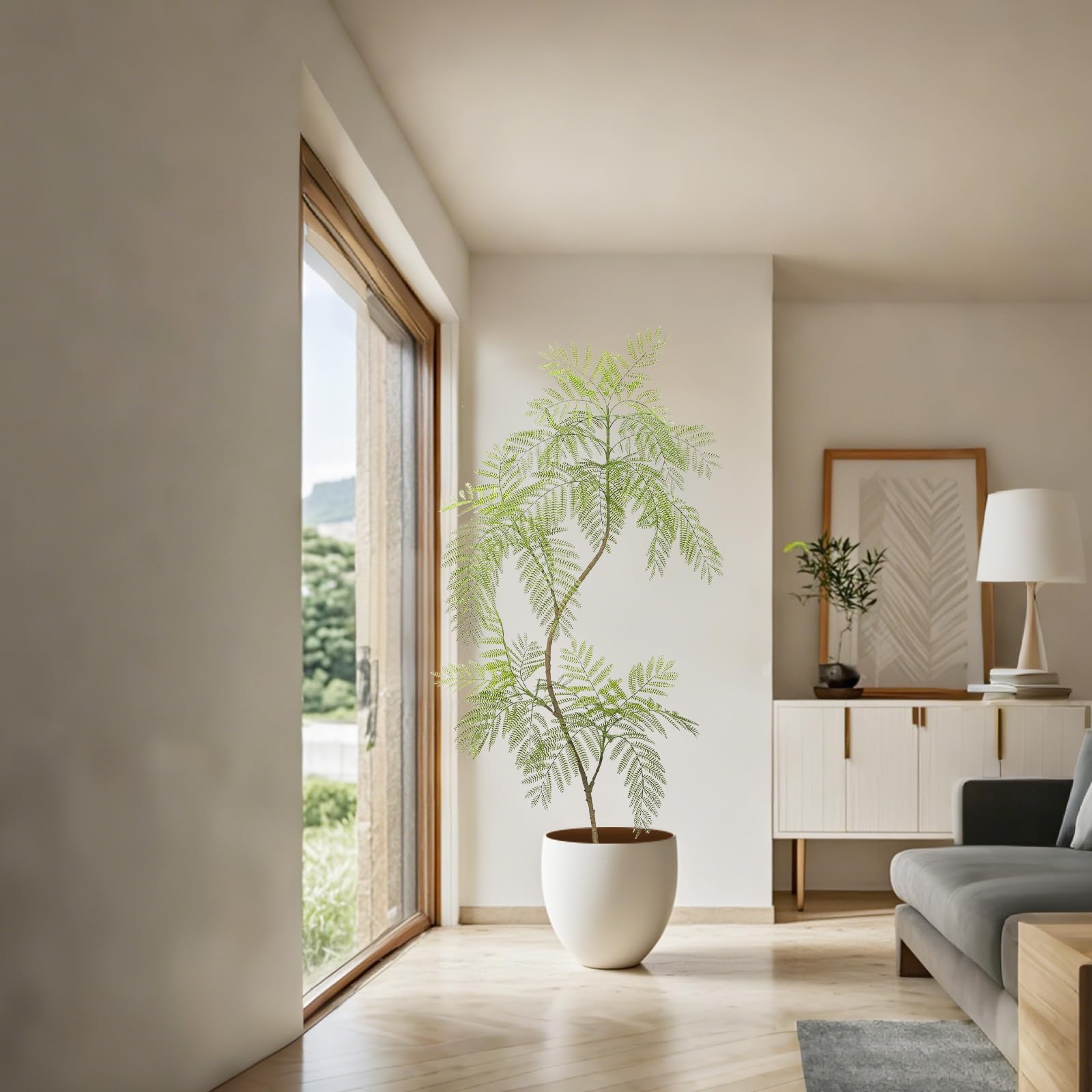 Garvee Jacaranda-Mimosifolia Conjunto de Decoraciones de Árbol Artificial de 2 Ramas Ajustables Hojas Realistas Decoración Interior para el Hogar 1.70cm