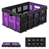 Garvee Caja Plegable 55L Plástico Resistente con Asas Apilable para Almacenaje Hogar y Camping, Negro, Compacta y Duradera - Morado
