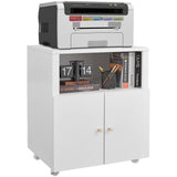 Garvee Gabinete Metálico para Impresora con Ruedas y Almacenamiento, Soporte Resistente para Impresora 3D, Acero Duradero, Puertas Dobles, Móvil y Estable, Oficina en Casa - Blanco