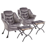 Garvee Sillón Lazy Con Otomana Y Reposapiés, Estructura De Acero Resistente, Diseño Ergonómico, Tela Transpirable, Gris Oscuro, Para Sala Y Oficina - Gris Oscuro - 2 Piezas