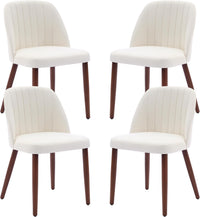 Garvee Juego de 4 Sillas de Comedor Tapizadas en Lino con Patas de Madera de Caucho y Respaldo Ergonómico para Cocina y Restaurante Beige