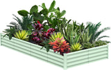 Garvee Jardinera de Metal Galvanizado para Cultivos Orgánicos en Jardín 240x120x30cm Verde Oliva - Verde Oliva
